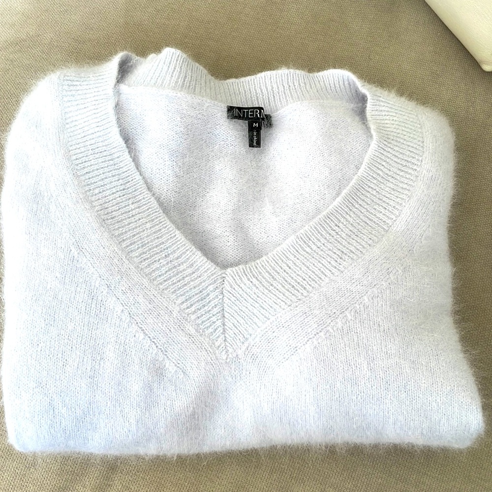 [Intermix] Angora Cropped V Neck Elroy Sweater Baby Blue